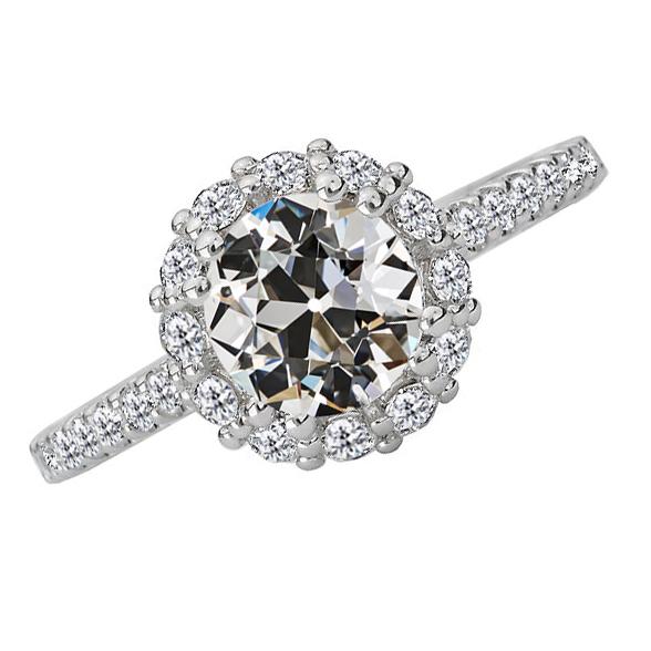 Natürlich Diamantrunder Halo-Verlobungsring Im Alten Minenschliff 5,50 Karat Weißgold - harrychadent.ch