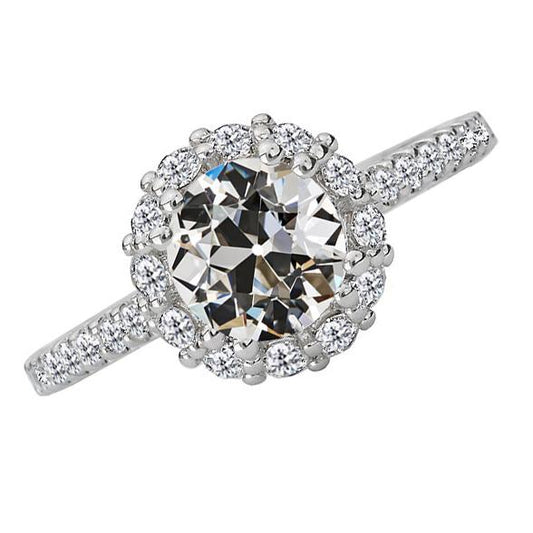 Natürlich Diamantrunder Halo-Verlobungsring Im Alten Minenschliff 5,50 Karat Weißgold - harrychadent.ch