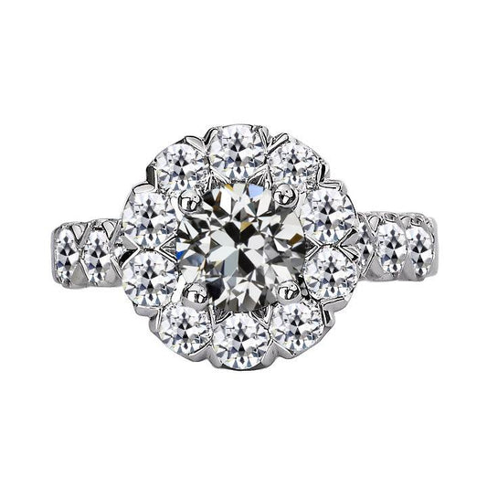 Natürliche Diamant Runder Altminenschliff Halo Ring Damen Schmuck 9 Karat