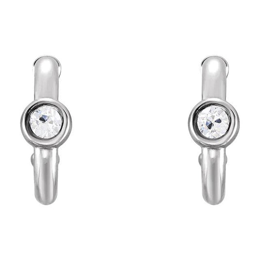 Offene Creolen Old European Echt Diamants Lünette Set 2 Karat