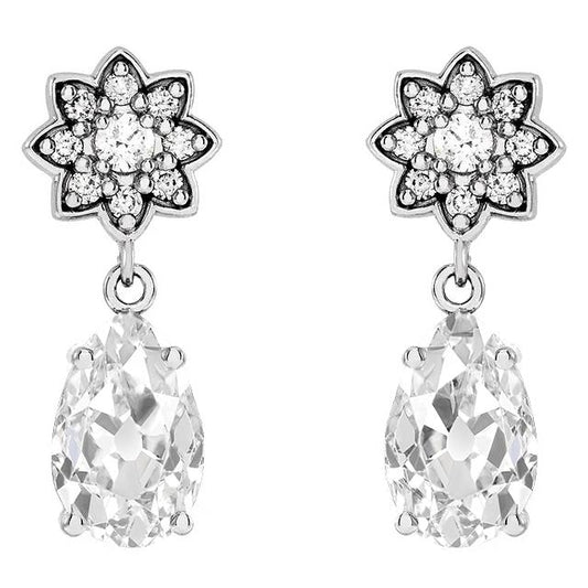 1Ohrhänger Birne Alter Bergmann & Runde Echt Diamanten 7.50 Ct. Stern-Stil1