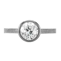 Old European Natürlich Diamant Solitaire Ring Runde Lünette Set 1,25 Karat Vintage-Stil