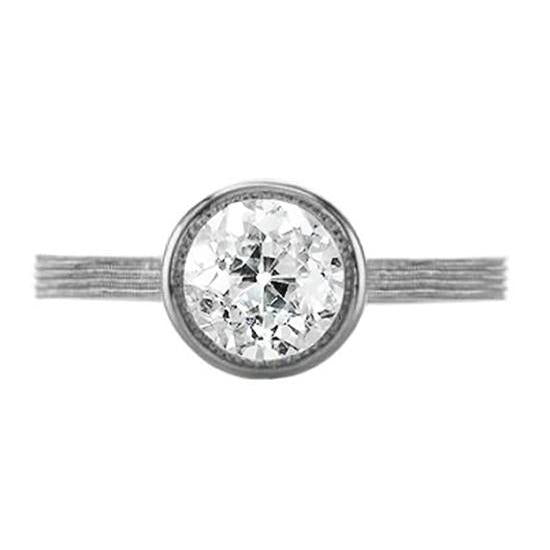 Old European Natürlich Diamant Solitaire Ring Runde Lünette Set 1,25 Karat Vintage-Stil