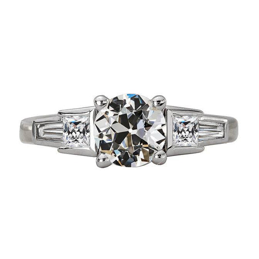 Old Mine Cut Echt Diamant Ehering 5 Steine Krappen Set 5 Karat