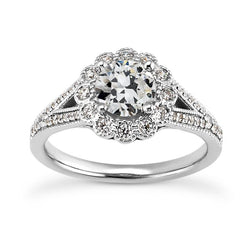 Old Mine Cut Echt Diamant Halo Ring Split Shank Flower Style 4,75 Karat