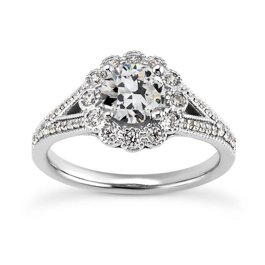 Old Mine Cut Echt Diamant Halo Ring Split Shank Flower Style 4,75 Karat - harrychadent.ch