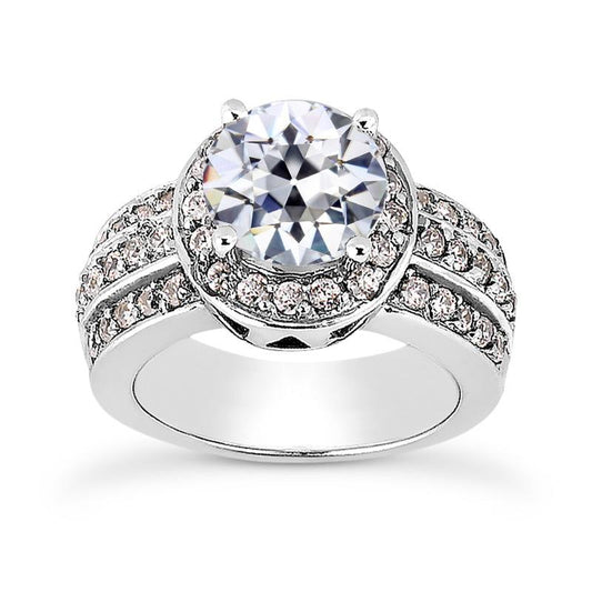 Old Mine Cut Naturliche Diamant Halo Ehering Krappenset Gold 4,75 Karat