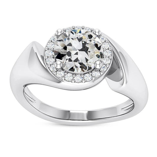 Old Mine Cut Naturliche Diamant Halo Ring Twisted Shank Gold 5,50 Karat