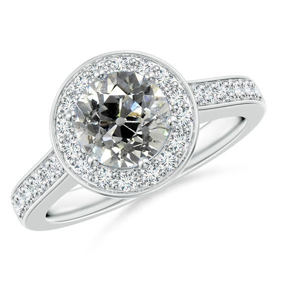 Old Mine Natürlich Diamant Halo Ehering 3,25 Karat Krappenset Weißgold - harrychadent.ch