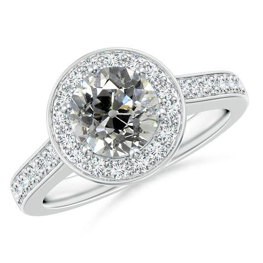 Old Mine Natürlich Diamant Halo Ehering 3,25 Karat Krappenset Weißgold - harrychadent.ch
