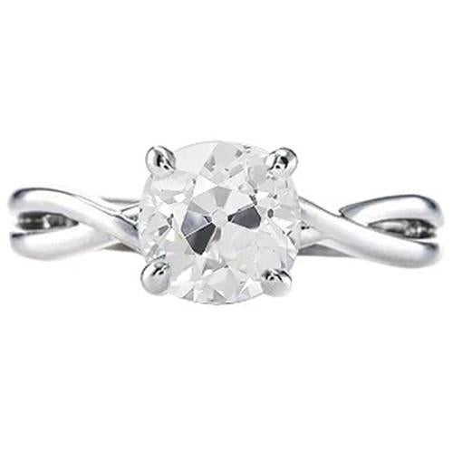 Old Mine Solitaire Echt Diamantring 1,25 Karat gedrehter Schaft Weißgold - harrychadent.ch
