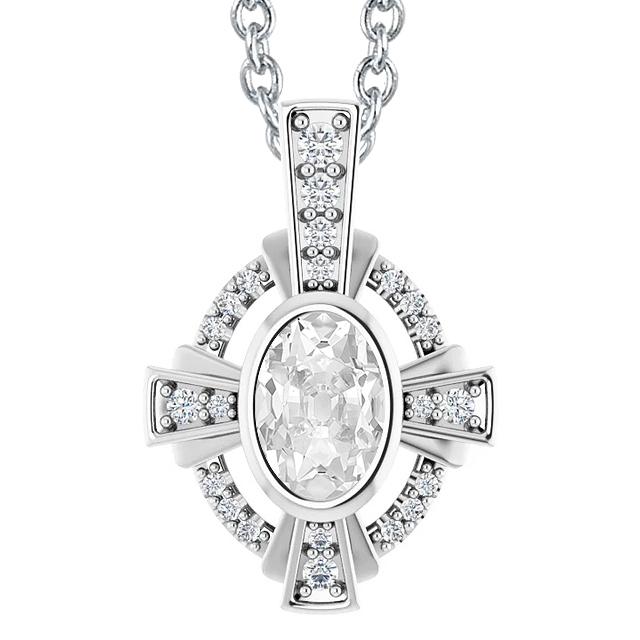 Ovaler Alter Bergmann Echt Diamant Slide Anhänger mit Kettenlünette Set 5 Karat - harrychadent.ch
