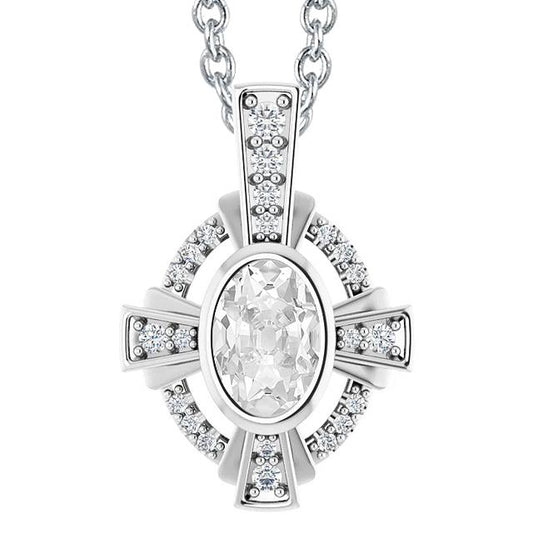 Ovaler Alter Bergmann Echt Diamant Slide Anhänger mit Kettenlünette Set 5 Karat - harrychadent.ch