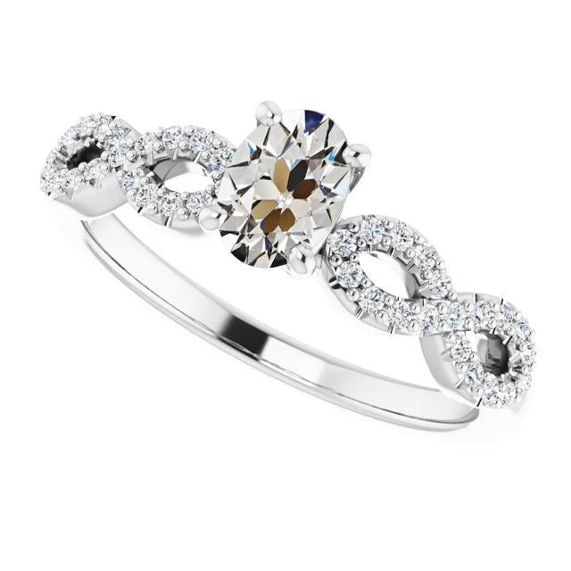 Ovaler Alter Bergmann Echt Diamantring Krappenset Infinity Style 5,50 Karat