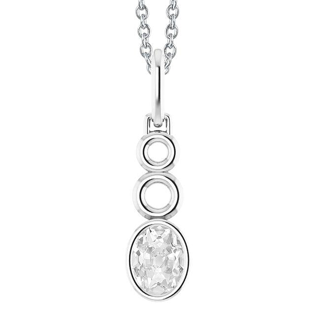 Ovaler Alter Minenschliff 2 Karat Echt Diamant Anhänger Mit Kettenlünette Set