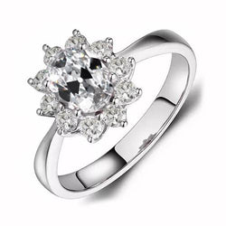 Ovaler Alter Minenschliff Halo Naturlich Diamant-Ring Stern-Stil Schmuck 3,50 Karat