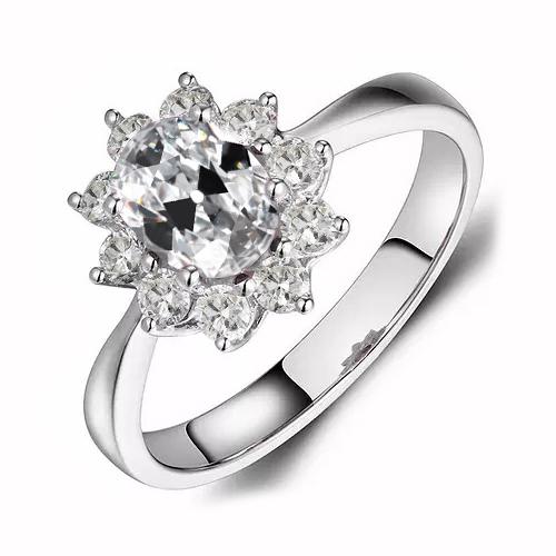 Ovaler Alter Minenschliff Halo Naturlich Diamant-Ring Stern-Stil Schmuck 3,50 Karat - harrychadent.ch