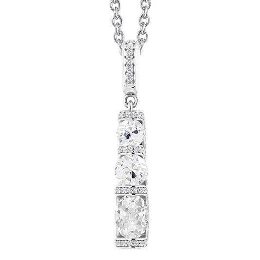 Ovaler Alter Minenschliff Naturlich Diamantanhänger Mit Drei Steinen 4,50 Karat 14K - harrychadent.ch