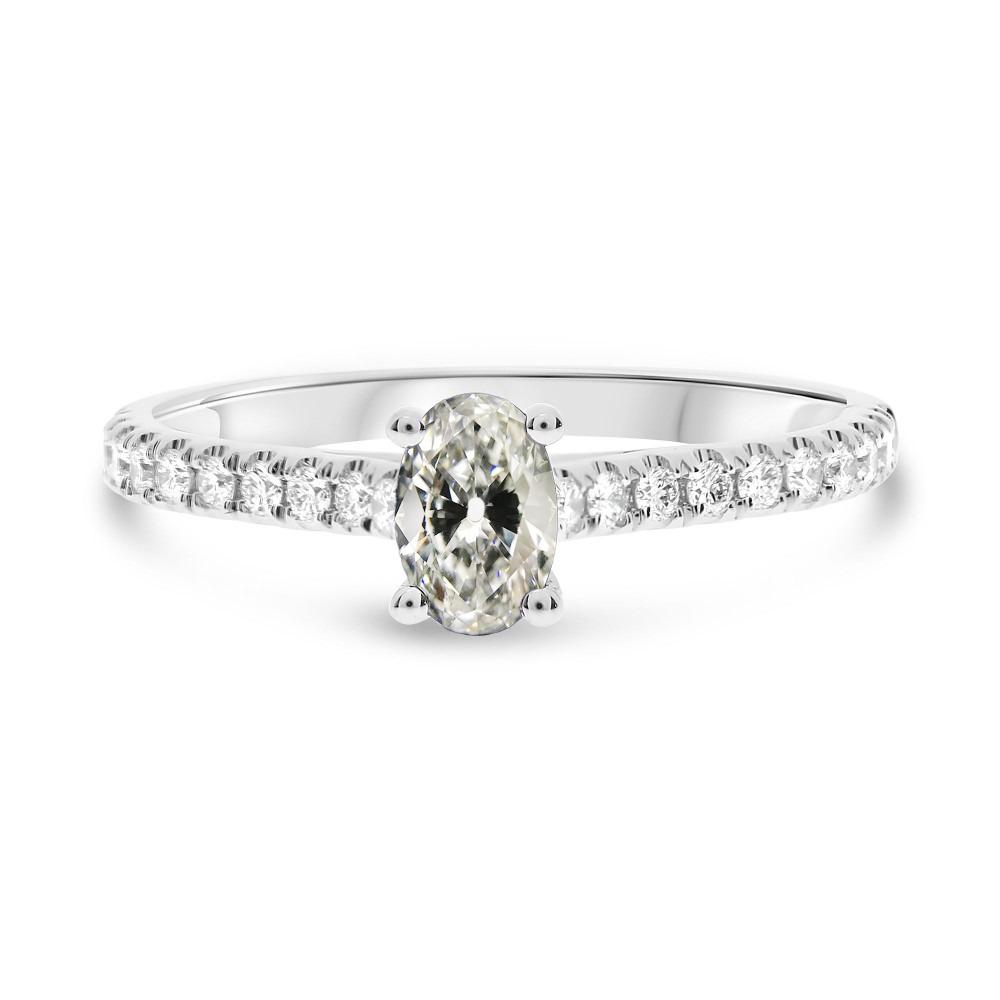 Ovaler Altschliff-Echt Diamant-Solitär-Ehering Mit Akzenten 4 Karat