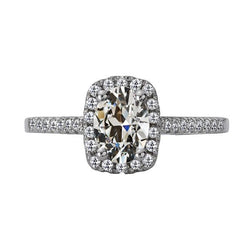 Ovaler Halo-Echt Diamant Ring Mit Altem Minenschliff 5,50 Karat