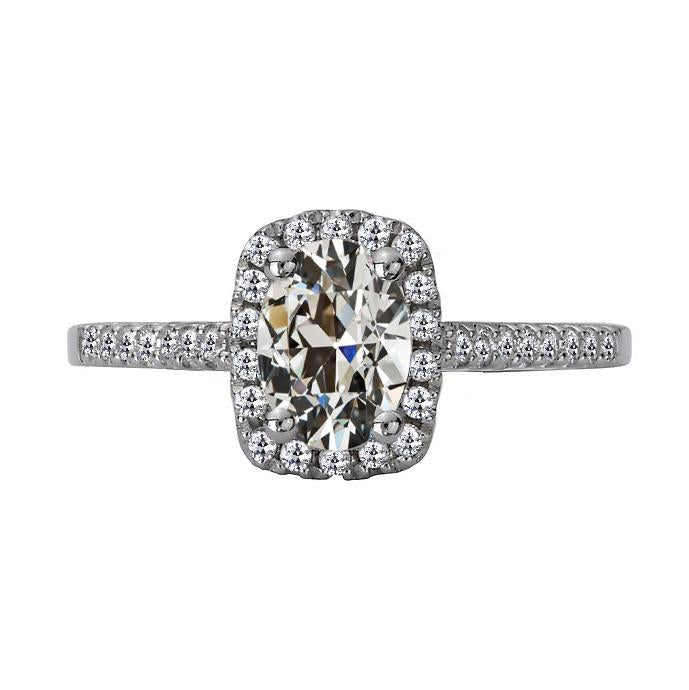 Ovaler Halo-Echt Diamant Ring Mit Altem Minenschliff 5,50 Karat