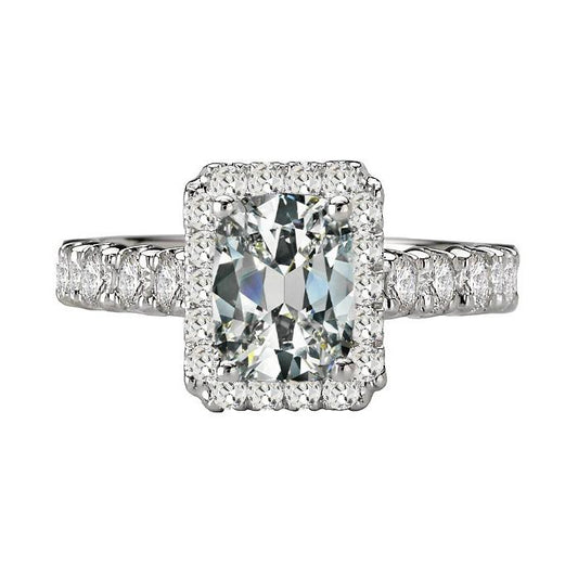 Ovaler Halo-Ring Mit Echt Diamanten Im Alten Minenschliff Mit Akzenten 9,50 Karat Gold