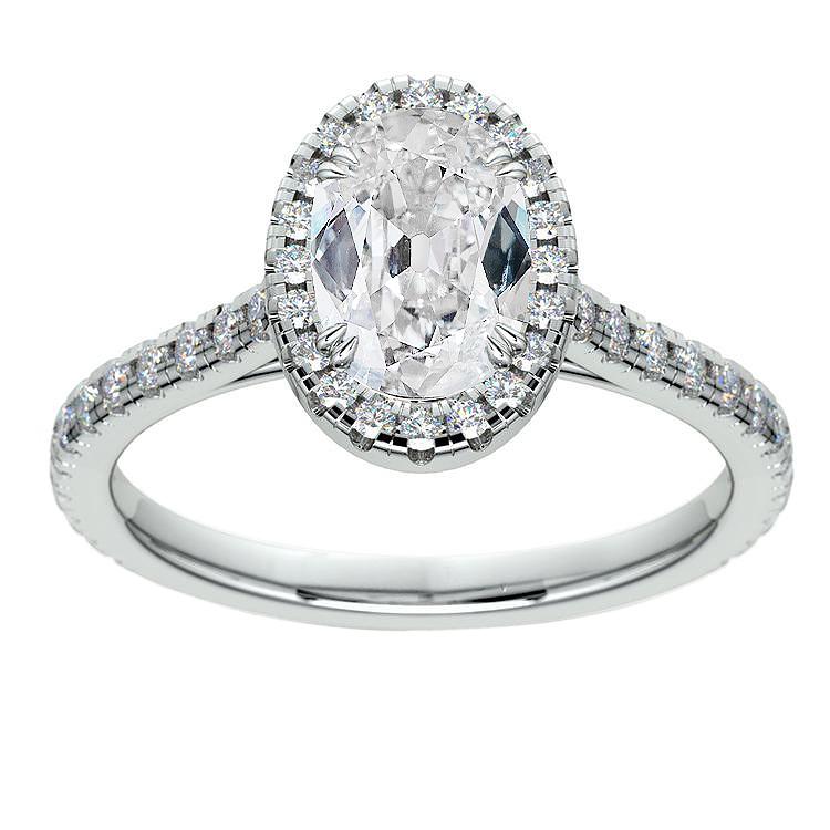 Ovaler Halo-Verlobungsring Alter Bergmann Natürliche Diamant Doppelstift 6,75 Karat