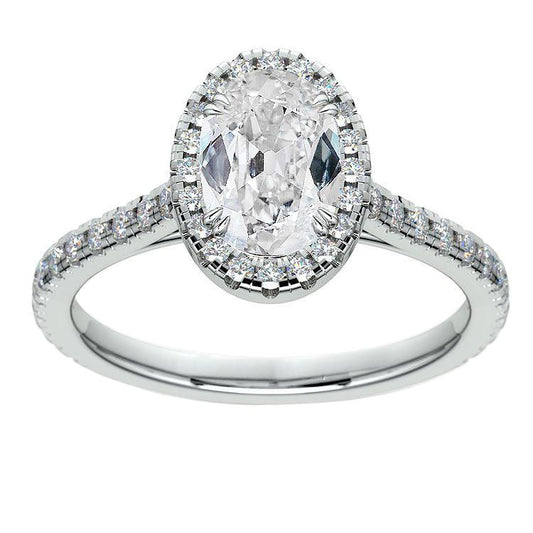 Ovaler Halo-Verlobungsring Alter Bergmann Natürliche Diamant Doppelstift 6,75 Karat