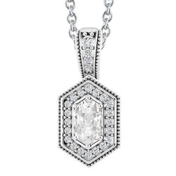 Ovaler Halo Echt Diamant-Anhänger Im Alten Minenschliff Im Antiken Stil 5 Karat Gold 14K