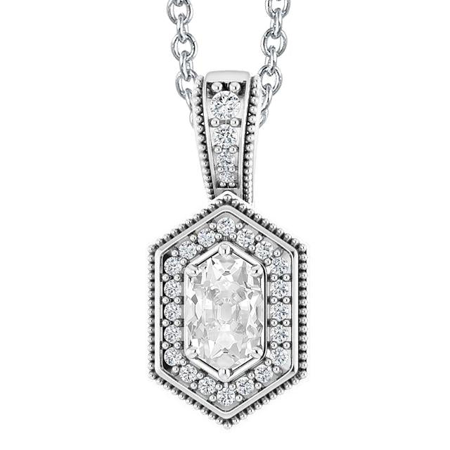 Ovaler Halo Echt Diamant-Anhänger Im Alten Minenschliff Im Antiken Stil 5 Karat Gold 14K - harrychadent.ch