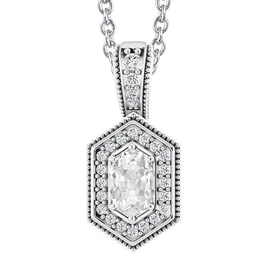 Ovaler Halo Echt Diamant-Anhänger Im Alten Minenschliff Im Antiken Stil 5 Karat Gold 14K - harrychadent.ch