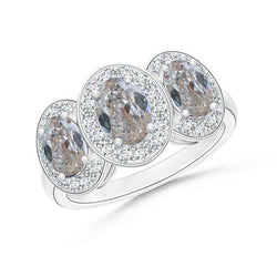 Ovaler Halo Natürliche Diamantring Alteuropäischer Schmuck 5 Karat Weißgold 14K