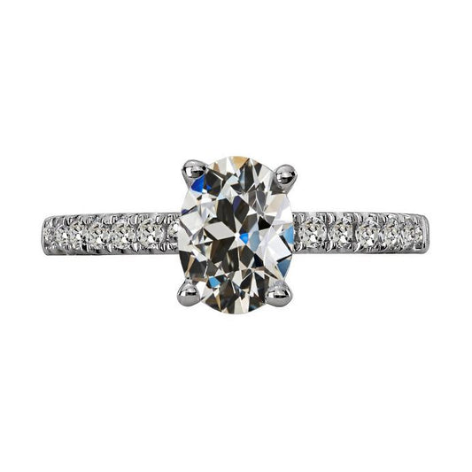 Ovaler Old Cut Solitaire Echt Diamantring Mit Akzenten 5,50 Karat