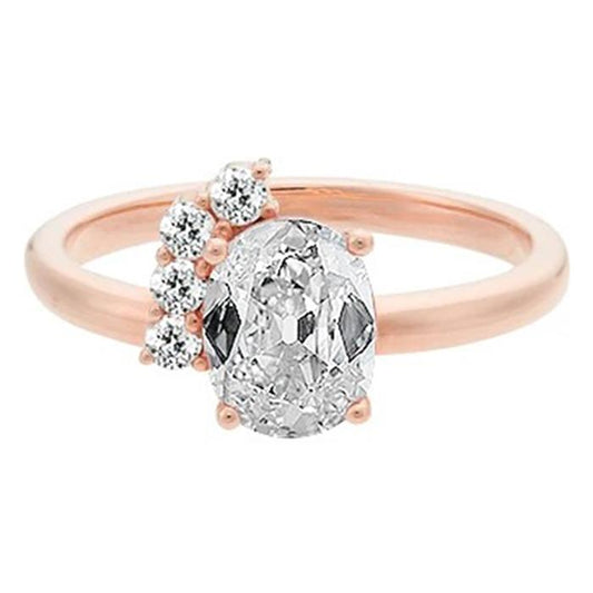 Ovaler & Runder Alter Bergmann Naturliche Diamantring 1,75 Karat Roségold 14K