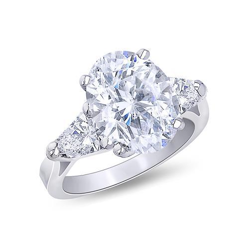 Ovaler Schnitt 3 Karat Diamant Drei Stein Schmuck Ring Weißgold 14K