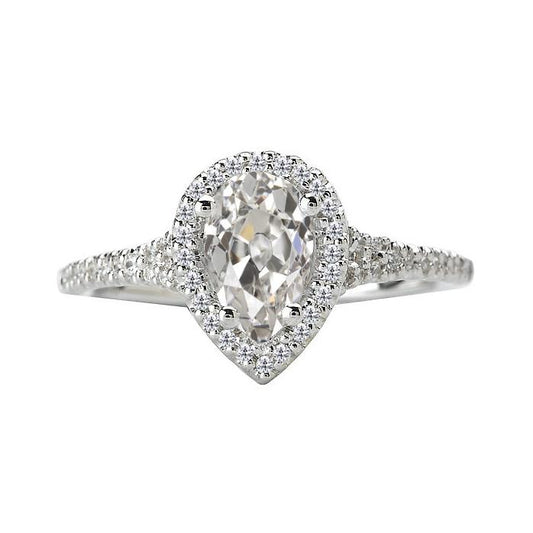 Pear Old Mine Cut Natürliche Diamant Halo Ring 4,50 Karat