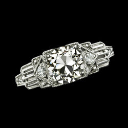 Ring Mit Drei Steinen Im Vintage-Stil Mit Runden Echt Diamanten Im Altschliff 2,25 Karat