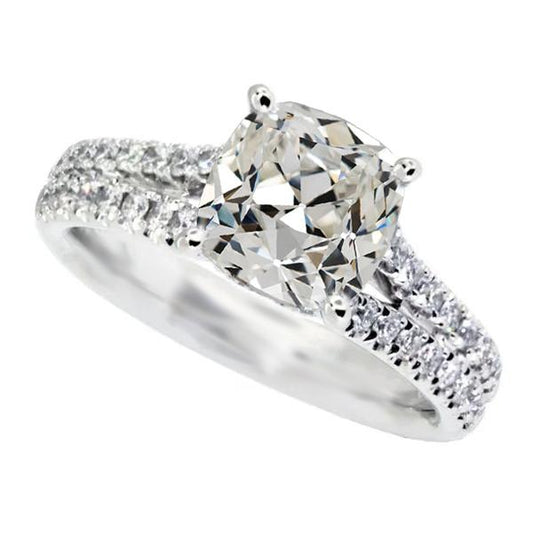 Ring Mit Rundem Und kissenförmigem Naturlich Diamant Im Altschliff, Zweireihige Akzente, 8,50 Karat - harrychadent.ch