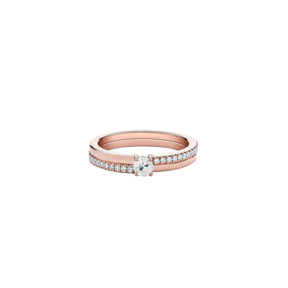 Roségold-Verlobungsring-Set Mit Runden Natürliche Diamanten Im Altschliff 1,85 Karat