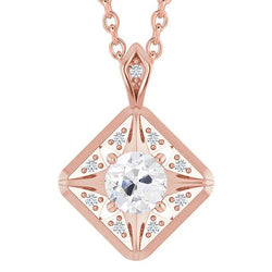 Roségold 14K Echt Diamant Anhänger Schmuck Rund Alter Bergmann 2,50 Karat