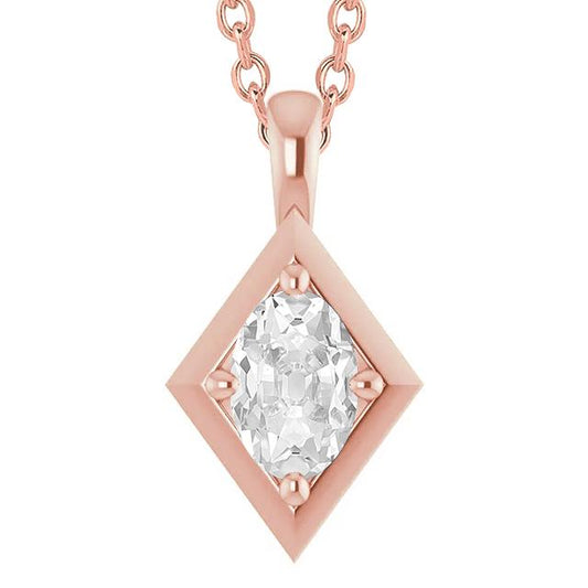 Roségold Damen Echt Diamant Anhänger Oval Old Cut 2.50 Cartas 14K