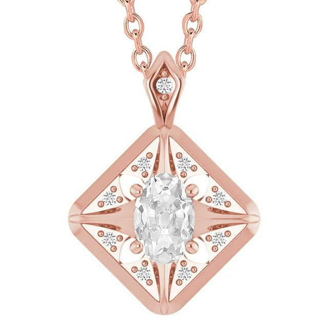 Roségold Echt Diamant Anhänger Oval Old Cut 3,50 Karat Schmuck - harrychadent.ch