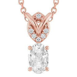 Roségold Echt Diamant Anhänger Rund & Oval Old Cut 5.50 Karat 14K