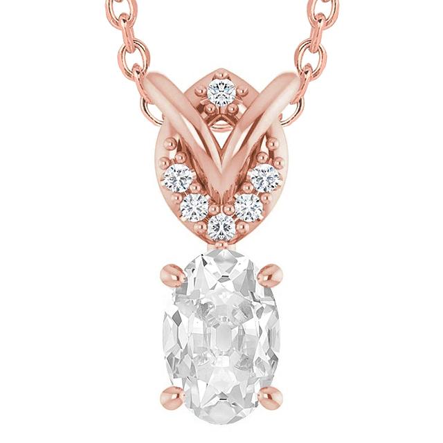 Roségold Echt Diamant Anhänger Rund & Oval Old Cut 5.50 Karat 14K - harrychadent.ch