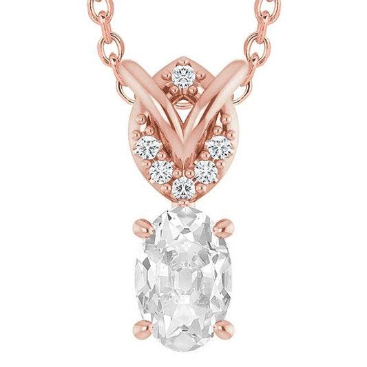 Roségold Echt Diamant Anhänger Rund & Oval Old Cut 5.50 Karat 14K - harrychadent.ch