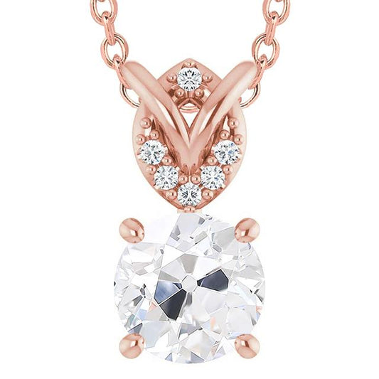 Roségold Schmuck Naturlich Diamant Anhänger Rund Old Mine Cut 5 Karat - harrychadent.ch