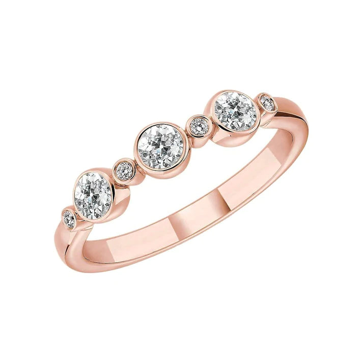 Rose Gold Bubble Echt Diamond Ring Altschliff Runder Schmuck 3,50 Karat