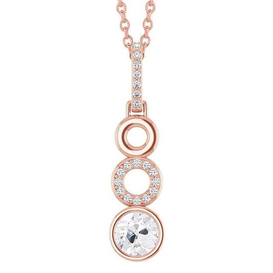 Rose Gold Echt Diamant Anhänger Lünette Set Rund Alter Bergmann 2 Karat