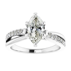 Round & Marquise Alter Bergmann Echt Diamantring Split Shank 4.50 Karat