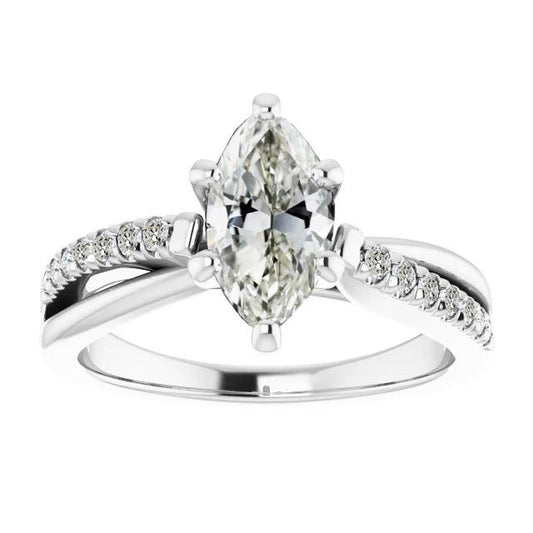 Round & Marquise Alter Bergmann Echt Diamantring Split Shank 4.50 Karat